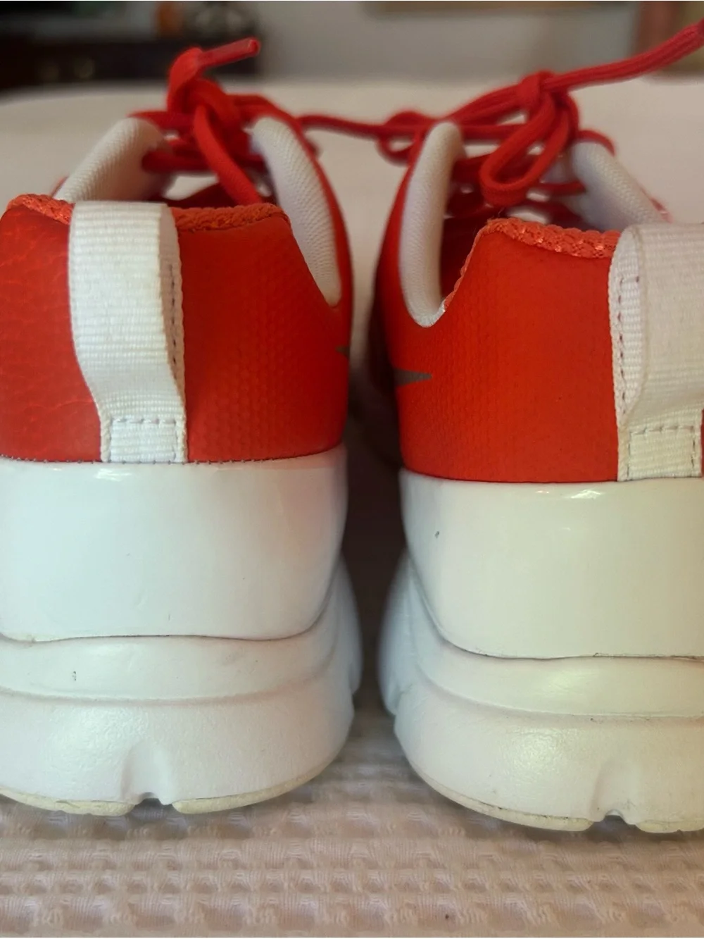 Nike Kids Red-Orange Gold Shoes with Silver Swoosh, Like new size 7Y